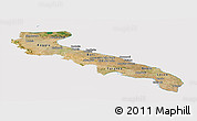 Satellite Panoramic Map of Puglia, cropped outside