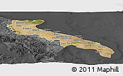 Satellite Panoramic Map of Puglia, darken, desaturated