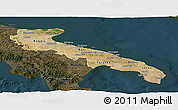 Satellite Panoramic Map of Puglia, darken