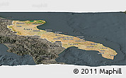 Satellite Panoramic Map of Puglia, darken, semi-desaturated