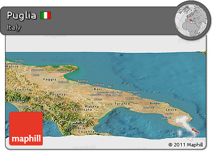Satellite Panoramic Map of Puglia