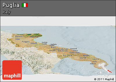 Satellite Panoramic Map of Puglia, lighten