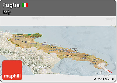 Satellite Panoramic Map of Puglia, lighten