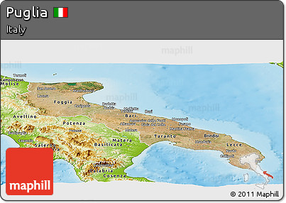 Satellite Panoramic Map of Puglia, physical outside