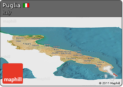 Satellite Panoramic Map of Puglia, single color outside