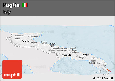 Silver Style Panoramic Map of Puglia, single color outside