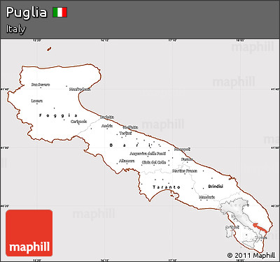 Classic Style Simple Map of Puglia, cropped outside