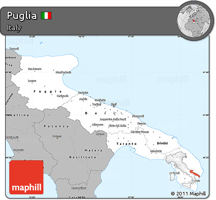 Gray Simple Map of Puglia