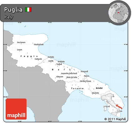 Gray Simple Map of Puglia, single color outside