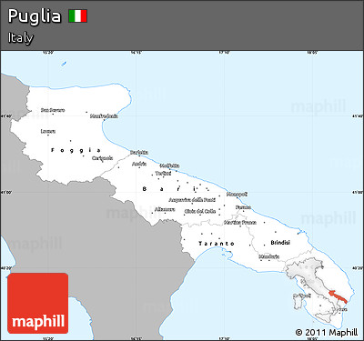 Gray Simple Map of Puglia, single color outside