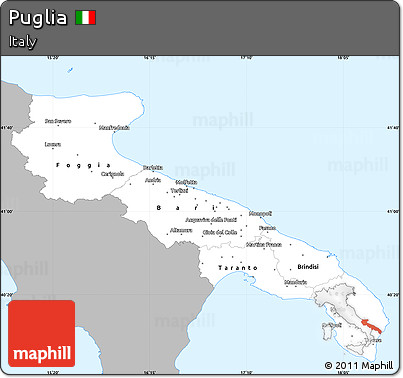 Gray Simple Map of Puglia, single color outside