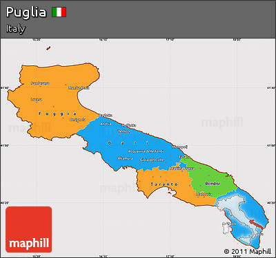 Political Simple Map of Puglia, cropped outside