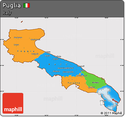 Political Simple Map of Puglia, cropped outside