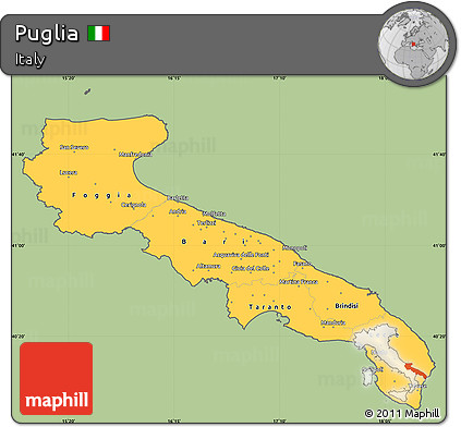 Savanna Style Simple Map of Puglia, cropped outside