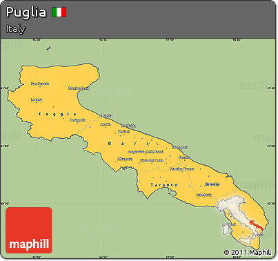 Savanna Style Simple Map of Puglia, cropped outside