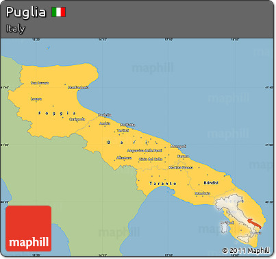 Savanna Style Simple Map of Puglia, single color outside