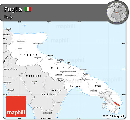 Silver Style Simple Map of Puglia