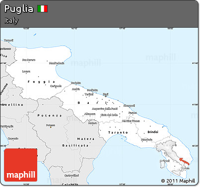 Silver Style Simple Map of Puglia