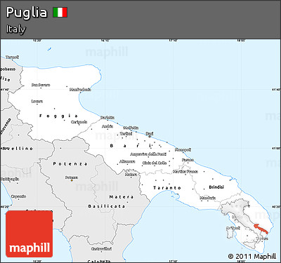 Silver Style Simple Map of Puglia