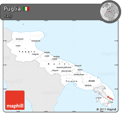 Silver Style Simple Map of Puglia, single color outside