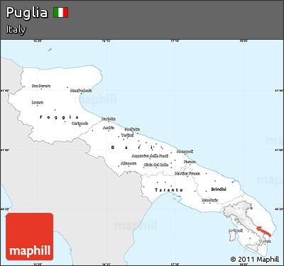 Silver Style Simple Map of Puglia, single color outside