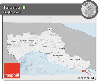 Gray 3D Map of Taranto, single color outside