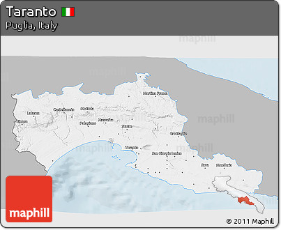 Gray 3D Map of Taranto, single color outside
