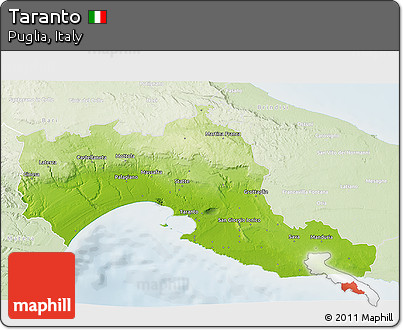 Physical 3D Map of Taranto, lighten