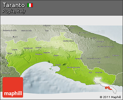 Physical 3D Map of Taranto, semi-desaturated
