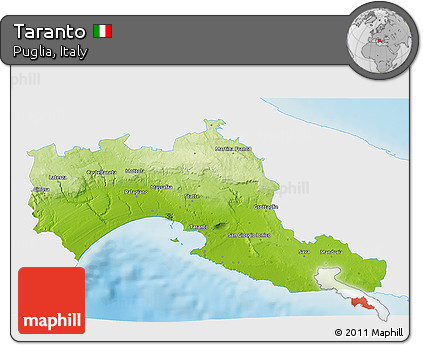 Physical 3D Map of Taranto, single color outside