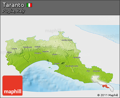 Physical 3D Map of Taranto, single color outside