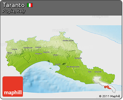 Physical 3D Map of Taranto, single color outside