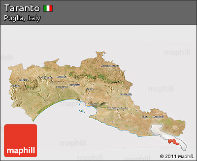Satellite 3D Map of Taranto, cropped outside