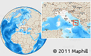 Shaded Relief Location Map of Taranto, highlighted country, highlighted parent region, within the entire country