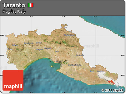 Satellite Map of Taranto, single color outside