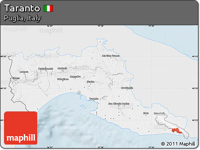 Silver Style Map of Taranto, single color outside