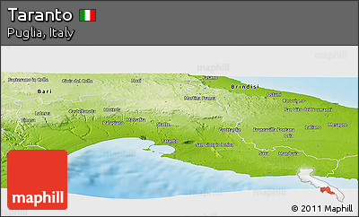 Physical Panoramic Map of Taranto