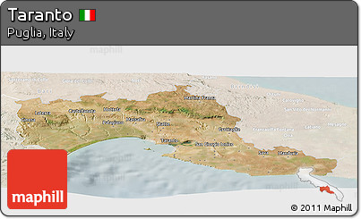 Satellite Panoramic Map of Taranto, lighten