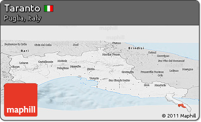 Silver Style Panoramic Map of Taranto