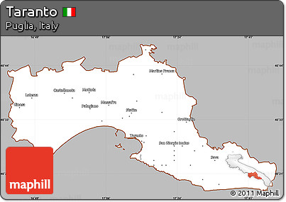 Gray Simple Map of Taranto, cropped outside