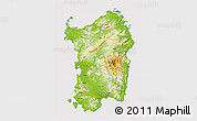 Physical 3D Map of Sardegna, cropped outside