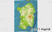 Physical 3D Map of Sardegna, satellite outside