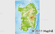 Physical 3D Map of Sardegna, single color outside