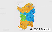 Political 3D Map of Sardegna, cropped outside