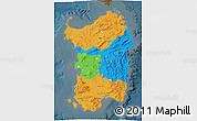 Political 3D Map of Sardegna, darken