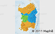 Political 3D Map of Sardegna, lighten