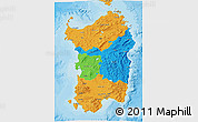 Political 3D Map of Sardegna, political shades outside