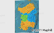 Political 3D Map of Sardegna, satellite outside