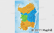Political 3D Map of Sardegna, shaded relief outside