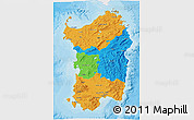 Political 3D Map of Sardegna, single color outside